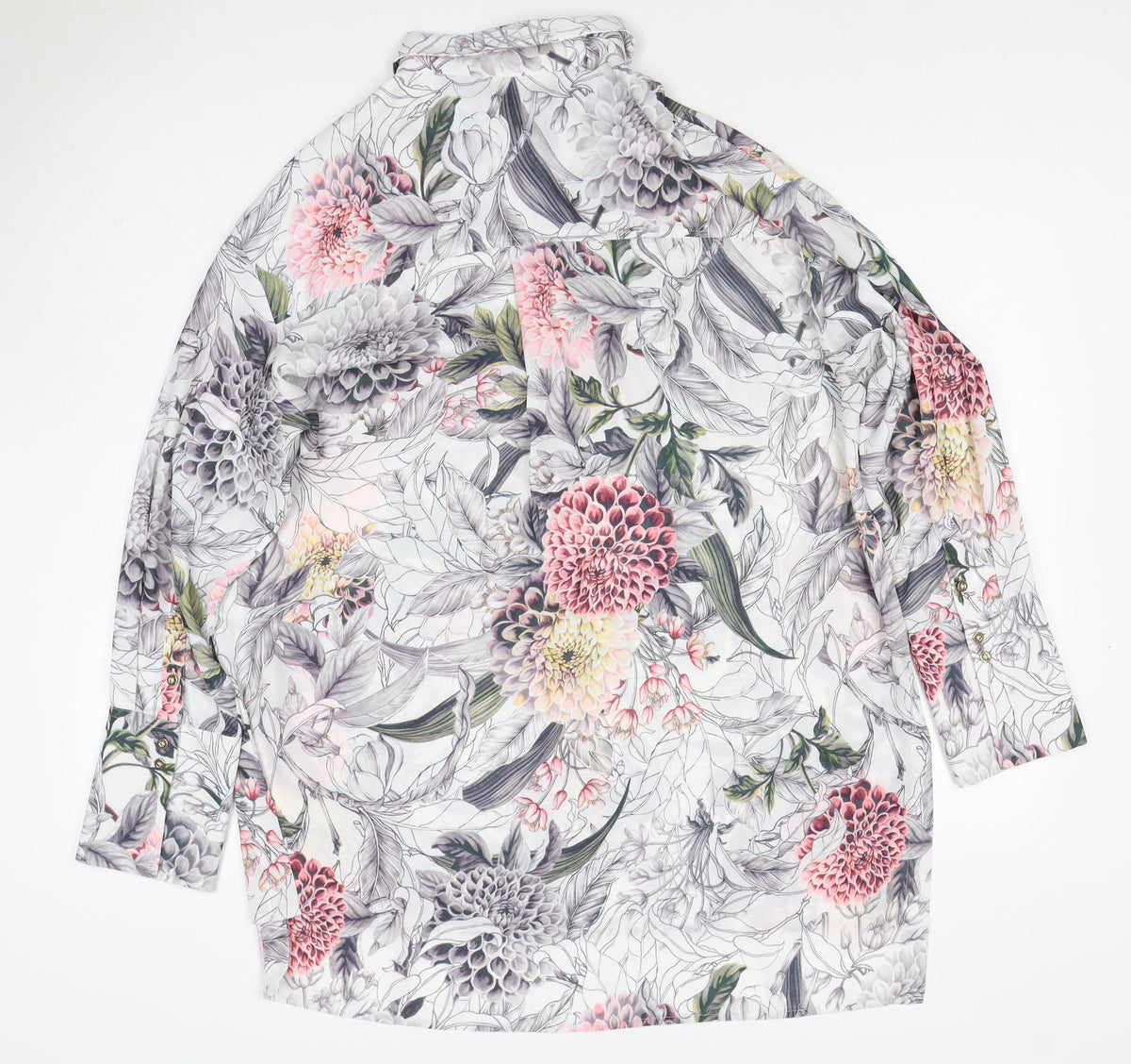 Per Una Women’s Multicoloured Floral Tunic Blouse UK 16 Long Sleeve