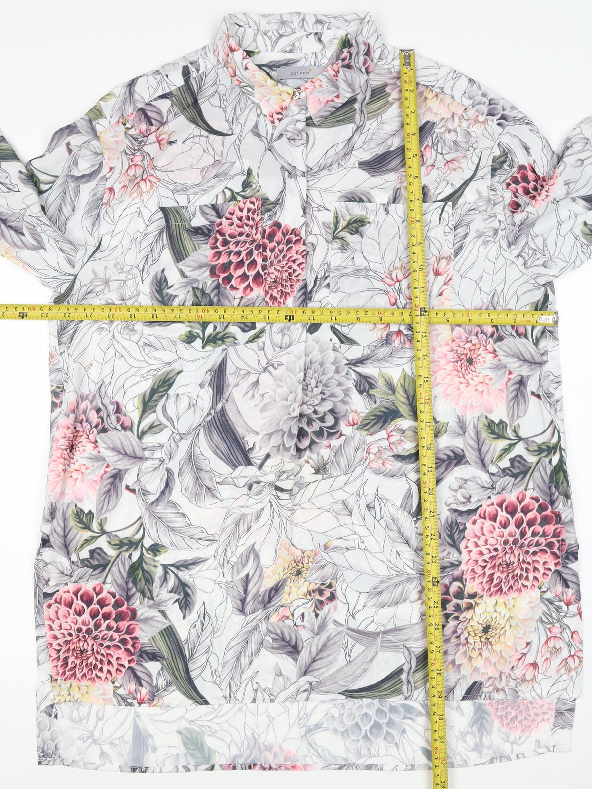 Per Una Women’s Multicoloured Floral Tunic Blouse UK 16 Long Sleeve