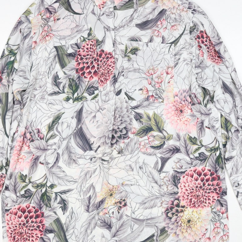 Per Una Women’s Multicoloured Floral Tunic Blouse UK 16 Long Sleeve