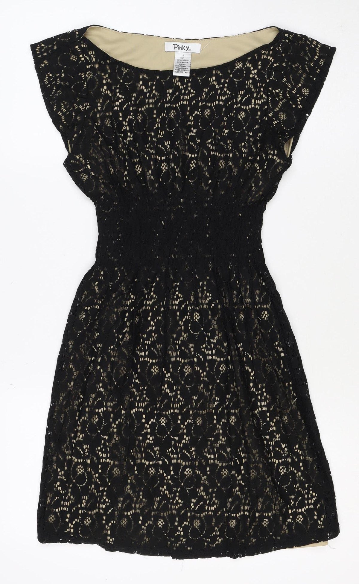 Pinky Women Black S Lace Fit & Flare Sleeveless Party Dress