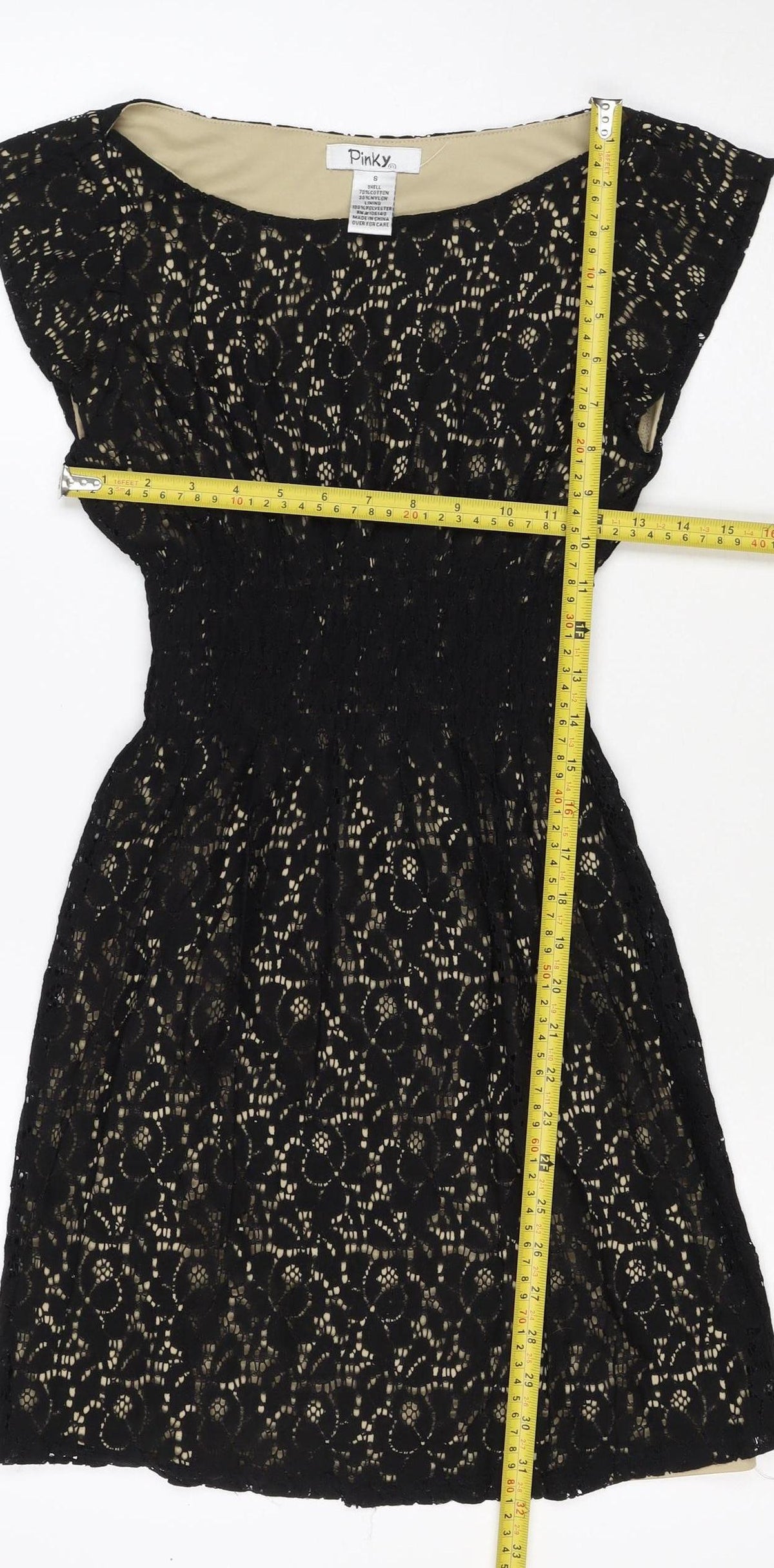 Pinky Women Black S Lace Fit & Flare Sleeveless Party Dress