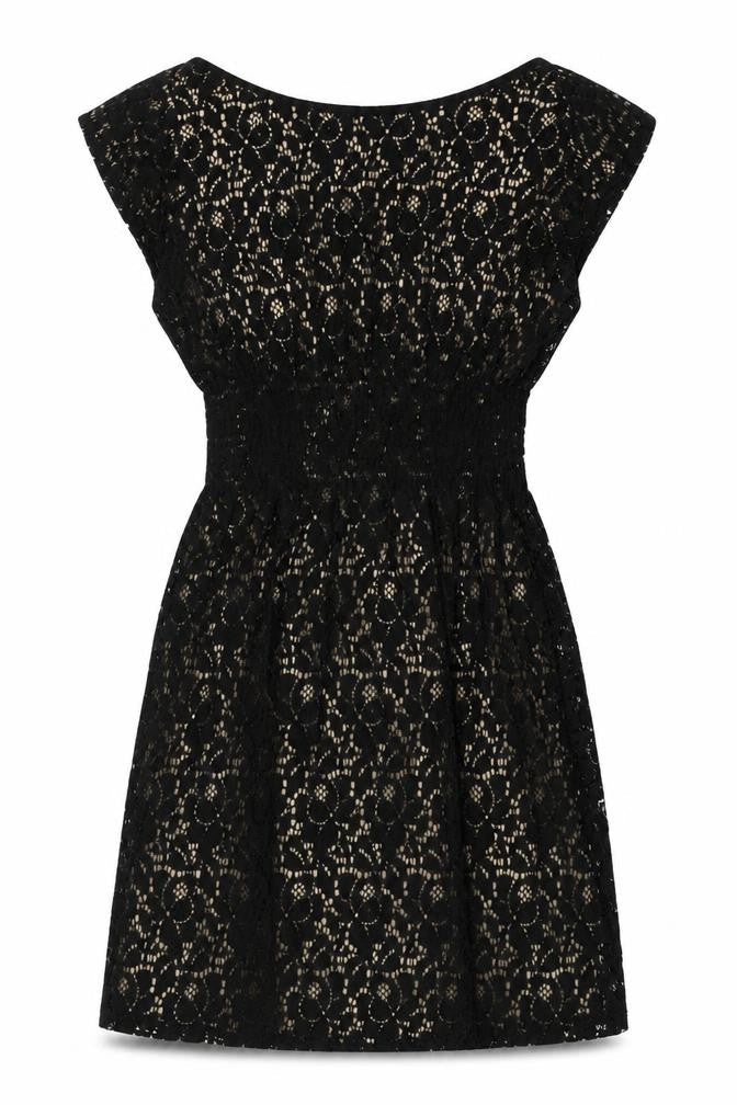 Pinky Women Black S Lace Fit & Flare Sleeveless Party Dress