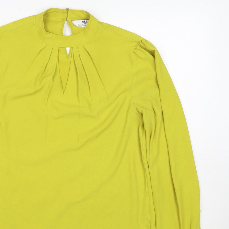 Dorothy Perkins Women Yellow Tall UK 8 High Neck Balloon Sleeve Blouse