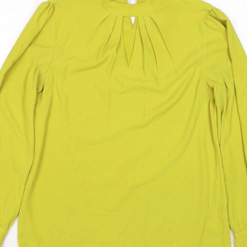 Dorothy Perkins Women Yellow Tall UK 8 High Neck Balloon Sleeve Blouse