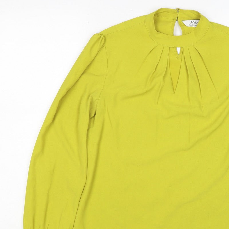 Dorothy Perkins Women Yellow Tall UK 8 High Neck Balloon Sleeve Blouse