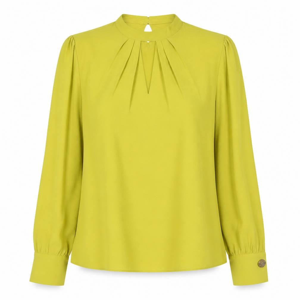 Dorothy Perkins Women Yellow Tall UK 8 High Neck Balloon Sleeve Blouse