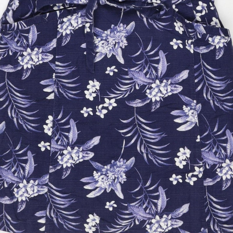 Oasis Women’s Blue Floral Midi Fit & Flare Tie Waist Dress UK 12