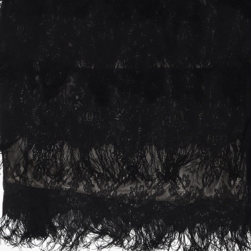 Yumi Women Black Lace Feather Trim Shift Dress Size L Party Cocktail