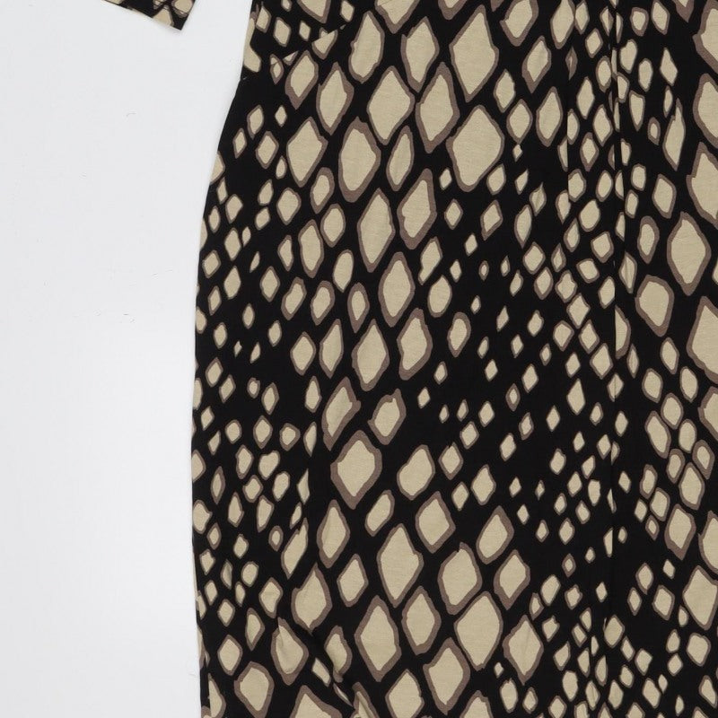 Precis Women’s Black Geometric Ruched Jersey Dress UK 14 Long Sleeve