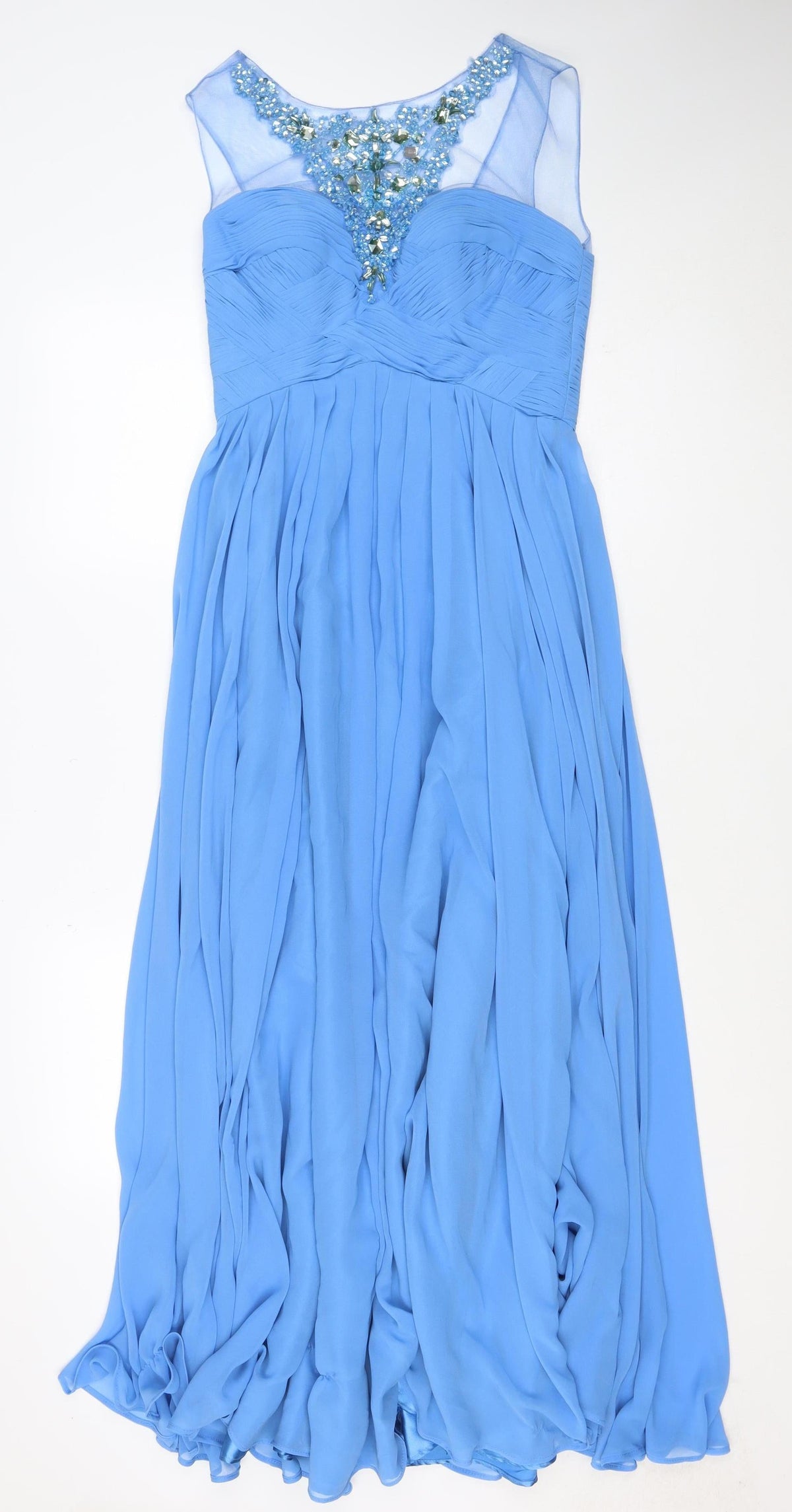 JS Collections Women Blue UK 8 Maxi Beaded Sweetheart Formal Dress