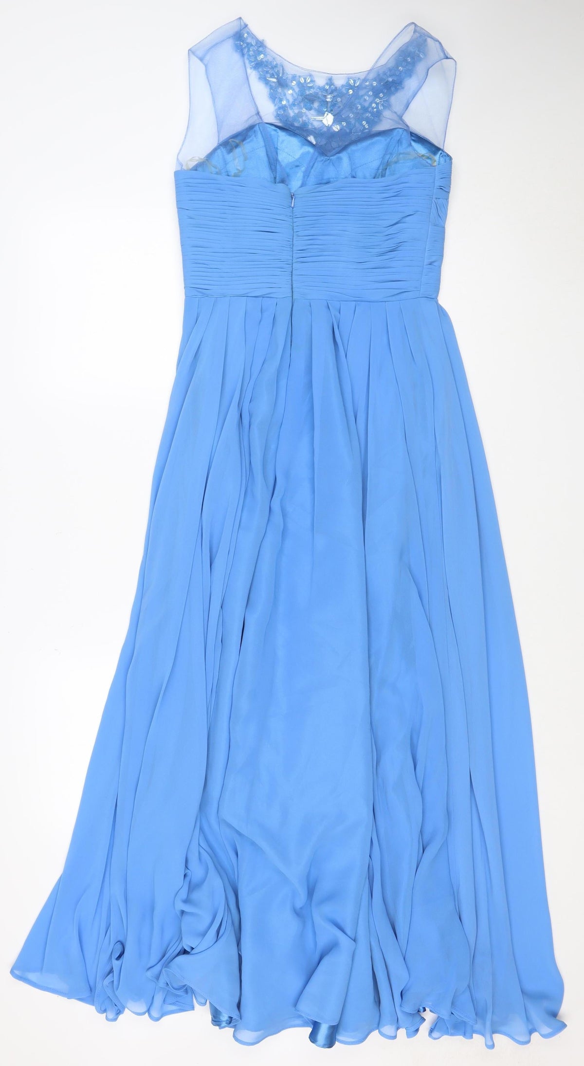 JS Collections Women Blue UK 8 Maxi Beaded Sweetheart Formal Dress