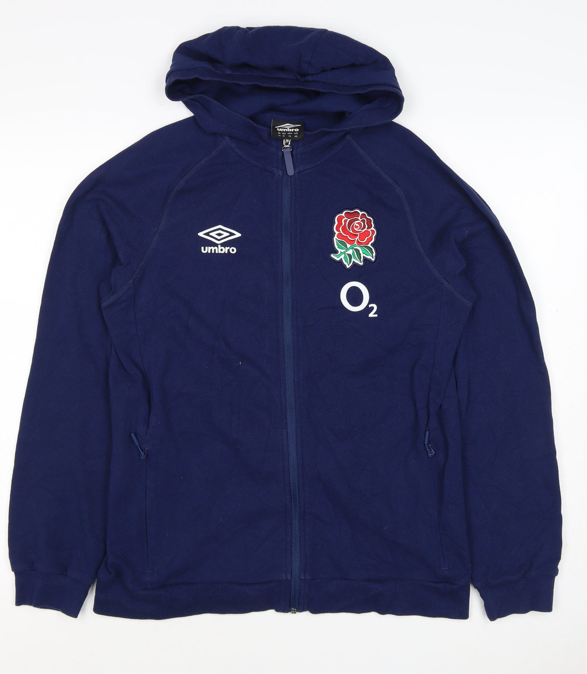 Umbro Teens Blue XL England Rugby O2 Full Zip Hooded Hoodie