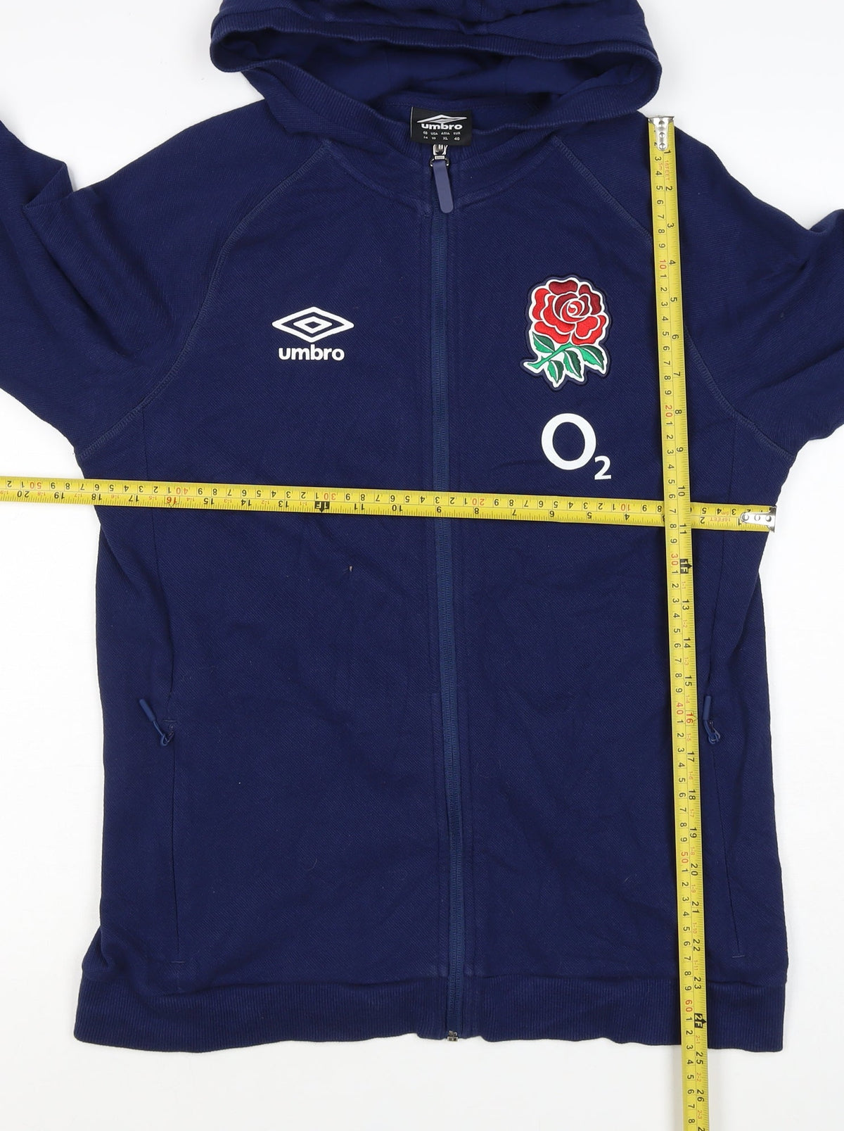 Umbro Teens Blue XL England Rugby O2 Full Zip Hooded Hoodie