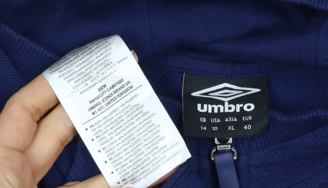 Umbro Teens Blue XL England Rugby O2 Full Zip Hooded Hoodie