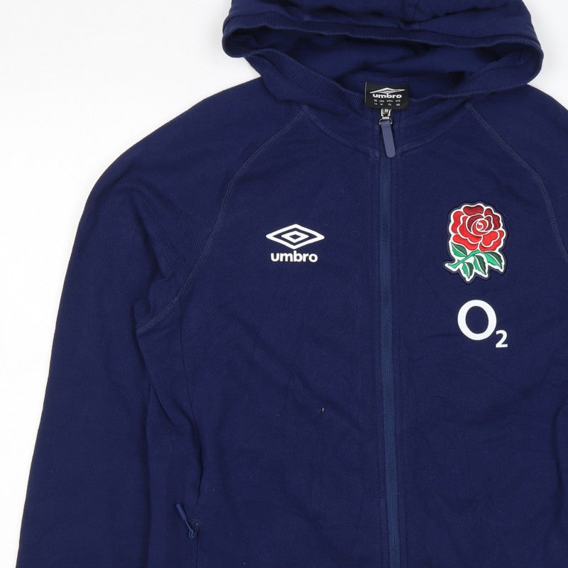 Umbro Teens Blue XL England Rugby O2 Full Zip Hooded Hoodie