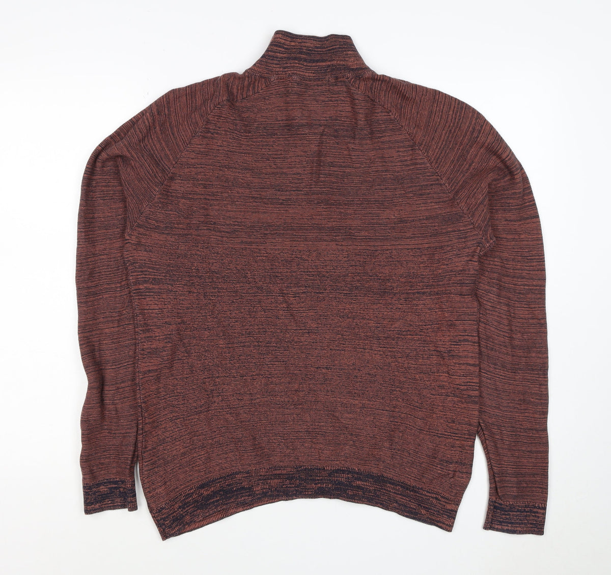 Primark Men’s Brown Marl 1/4 Zip High Neck Knit Jumper Size L