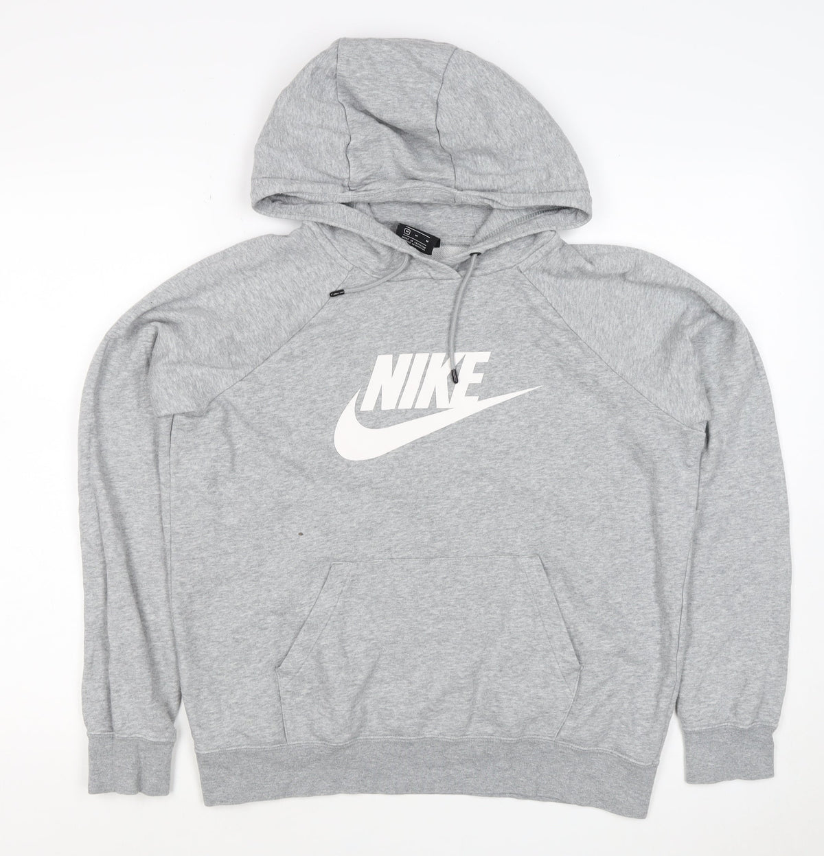Nike Women Grey Logo Pullover Hoodie M Cotton Blend