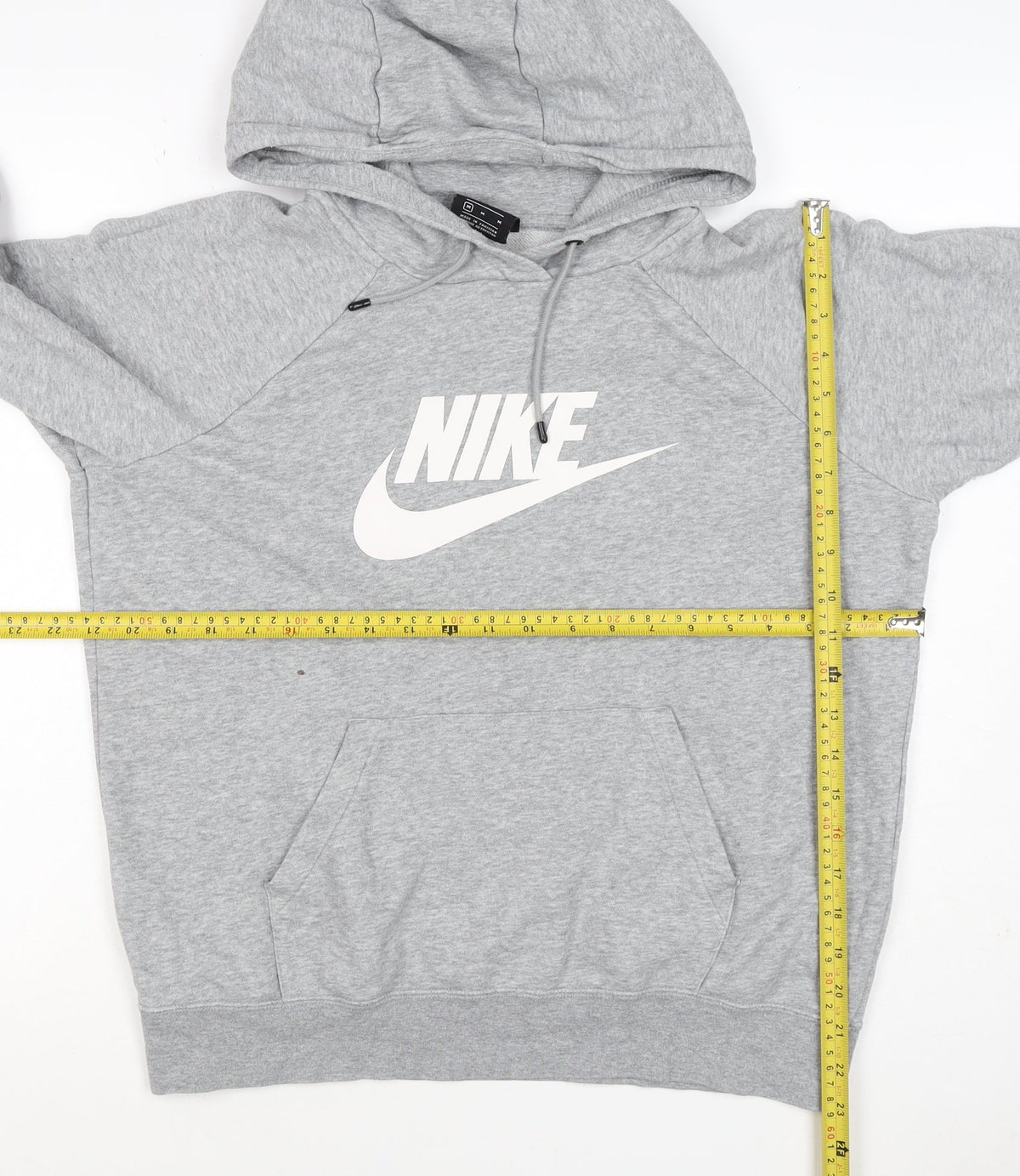 Nike Women Grey Logo Pullover Hoodie M Cotton Blend
