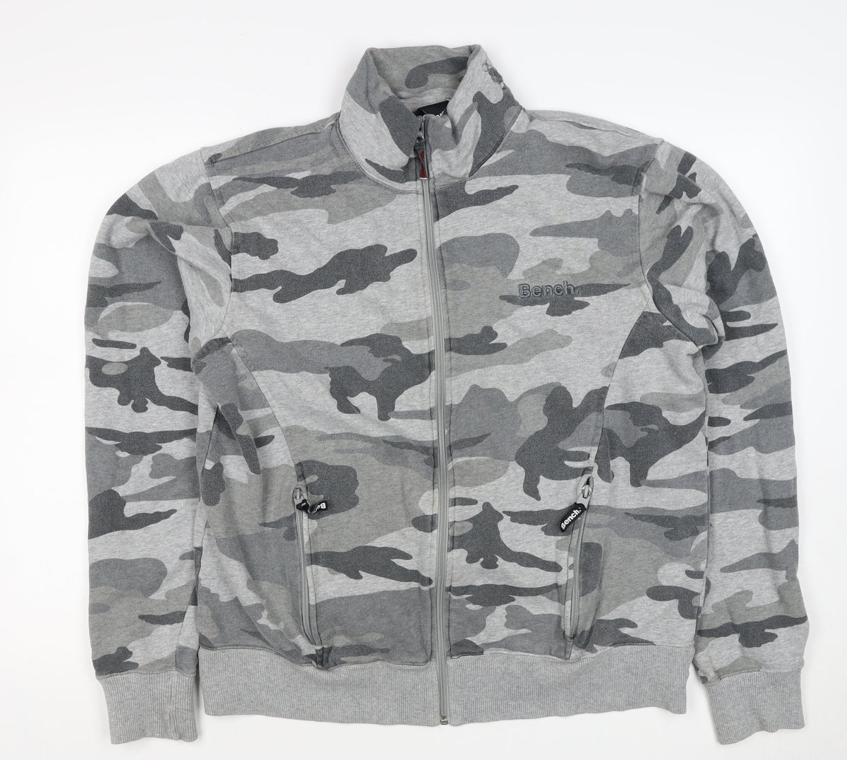 Bench Men’s Grey Camo Full Zip High Neck Sweatshirt Size L