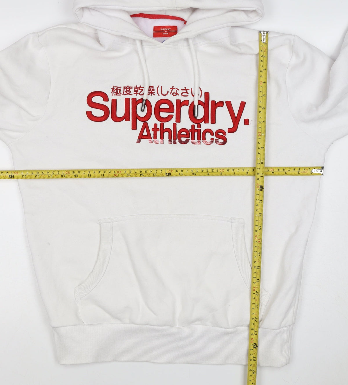 Superdry Men’s White XL Pullover Hoodie Red Athletics Logo Graphic