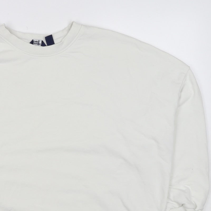 Lands' End Women's White XL Relaxed Crew Neck Pullover Sweatshirt