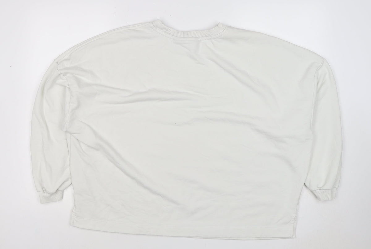 Lands' End Women's White XL Relaxed Crew Neck Pullover Sweatshirt