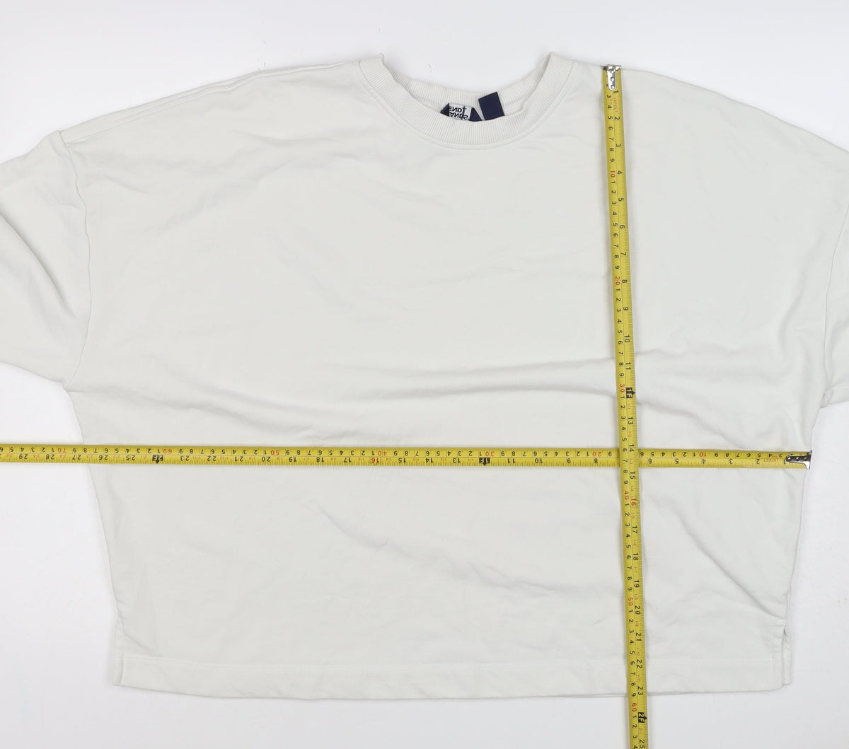 Lands' End Women's White XL Relaxed Crew Neck Pullover Sweatshirt