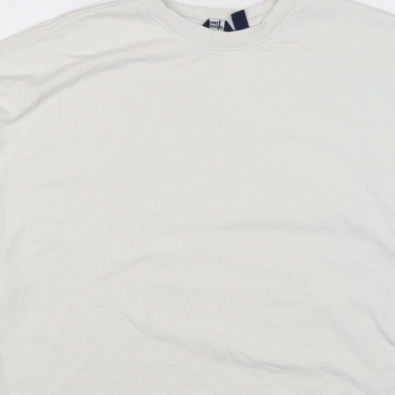 Lands' End Women's White XL Relaxed Crew Neck Pullover Sweatshirt