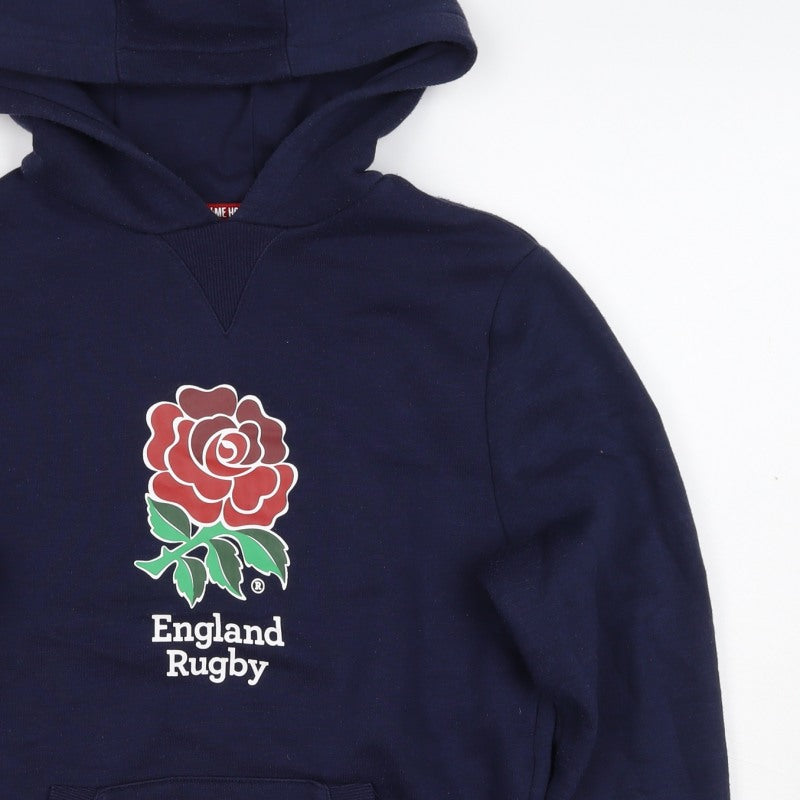 England Rugby Boys Navy Pullover Hoodie 13 Years 158cm Rose Logo