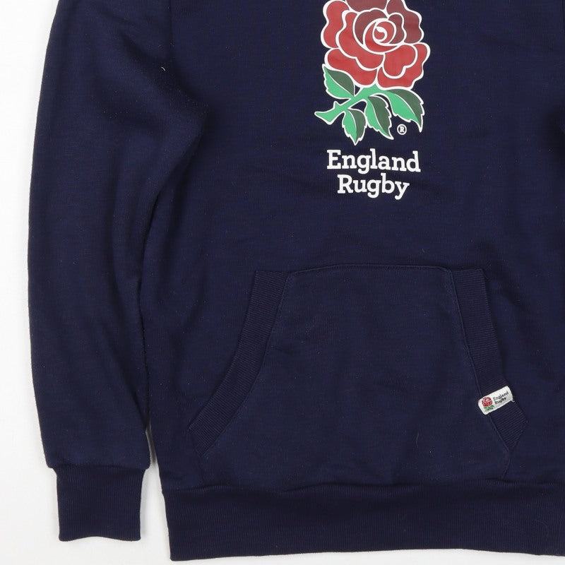 England Rugby Boys Navy Pullover Hoodie 13 Years 158cm Rose Logo