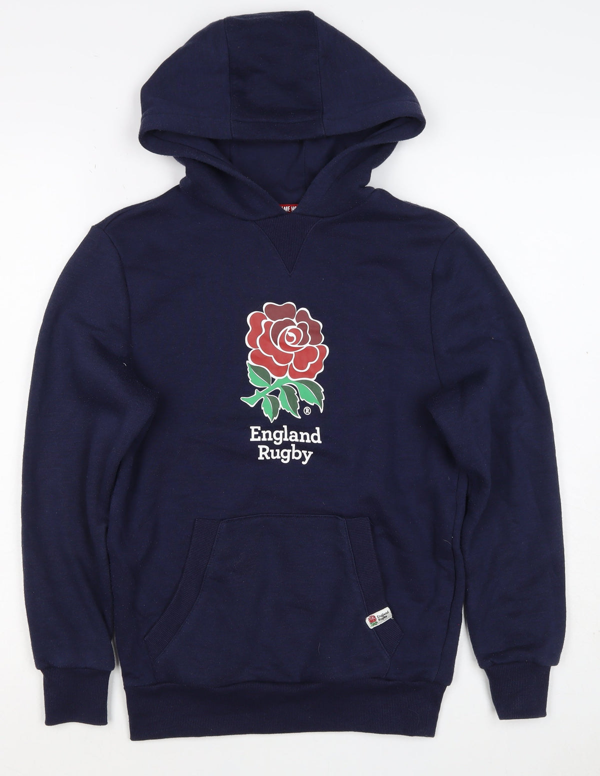 England Rugby Boys Navy Pullover Hoodie 13 Years 158cm Rose Logo