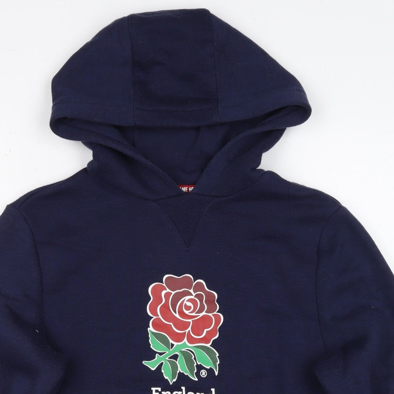 England Rugby Boys Navy Pullover Hoodie 13 Years 158cm Rose Logo