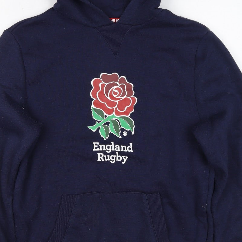 England Rugby Boys Navy Pullover Hoodie 13 Years 158cm Rose Logo