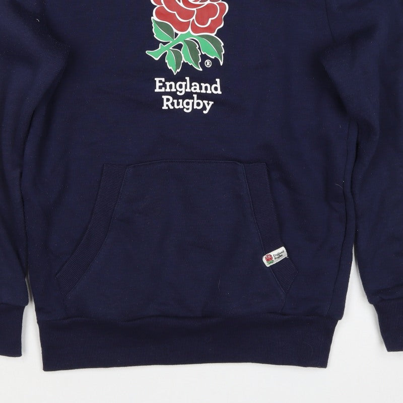 England Rugby Boys Navy Pullover Hoodie 13 Years 158cm Rose Logo