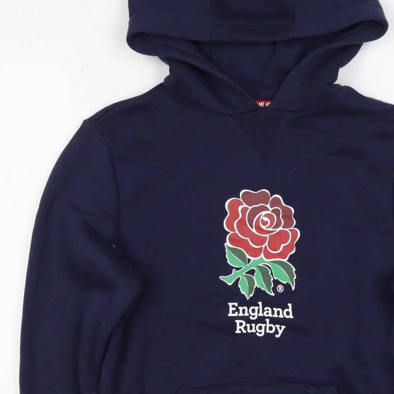 England Rugby Boys Navy Pullover Hoodie 13 Years 158cm Rose Logo