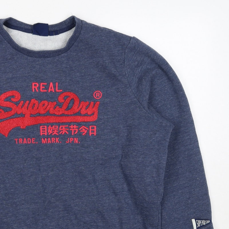 Superdry Teens Blue UK 16 Pullover Sweatshirt Embroidered Logo