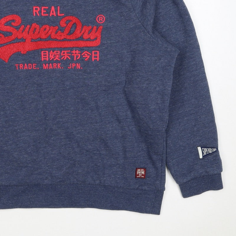 Superdry Teens Blue UK 16 Pullover Sweatshirt Embroidered Logo