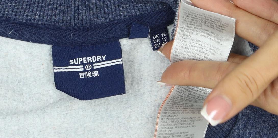 Superdry Teens Blue UK 16 Pullover Sweatshirt Embroidered Logo