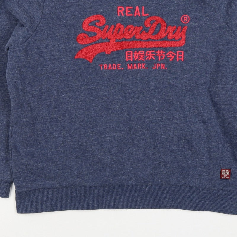Superdry Teens Blue UK 16 Pullover Sweatshirt Embroidered Logo