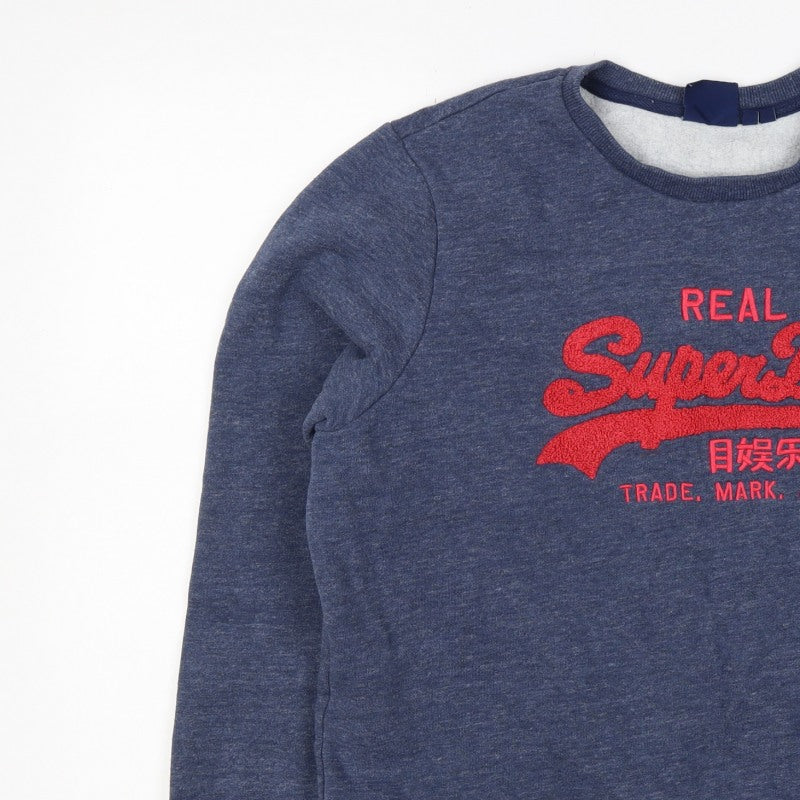 Superdry Teens Blue UK 16 Pullover Sweatshirt Embroidered Logo