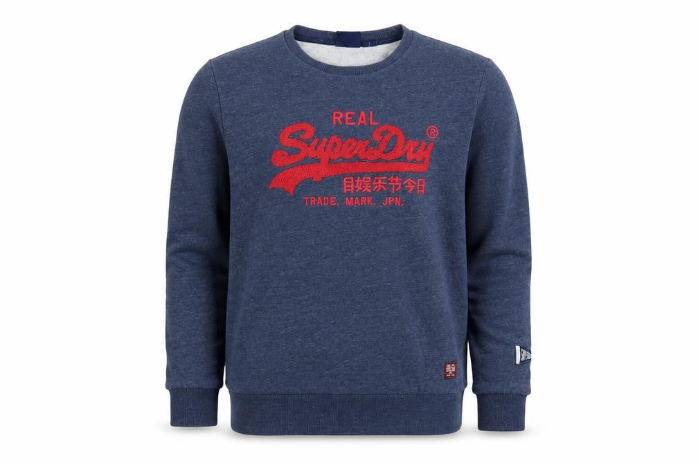 Superdry Teens Blue UK 16 Pullover Sweatshirt Embroidered Logo