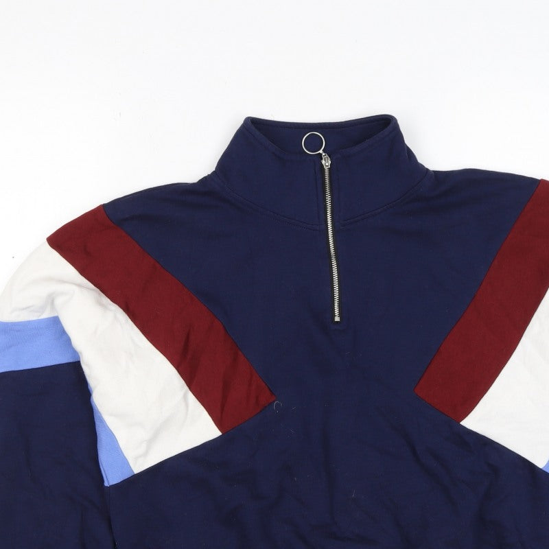 H&M Divided Women’s Multicoloured 1/4 Zip High Neck Jumper Size S