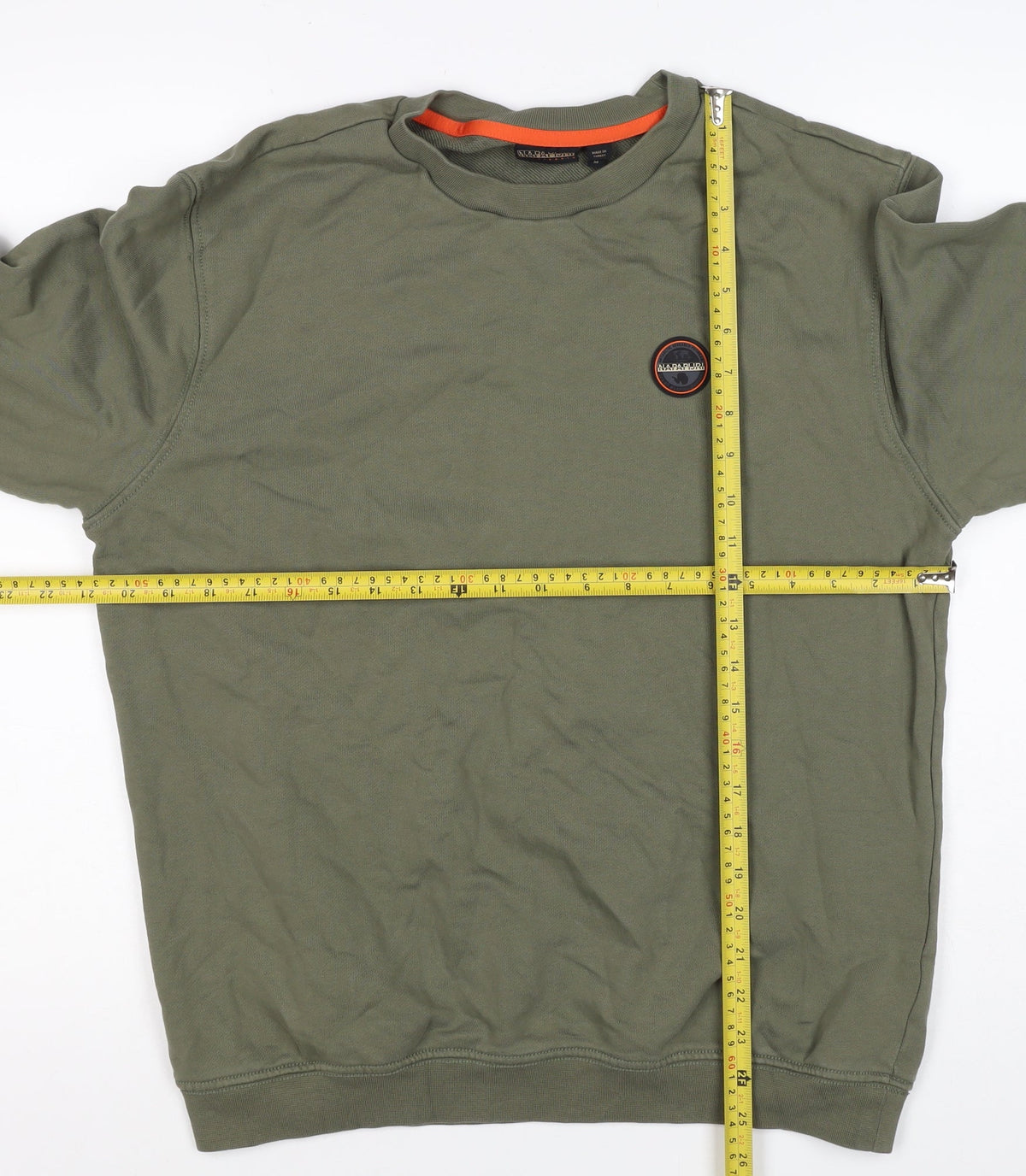 Napapijri Men’s Green M Pullover Crew Neck Logo Sweatshirt