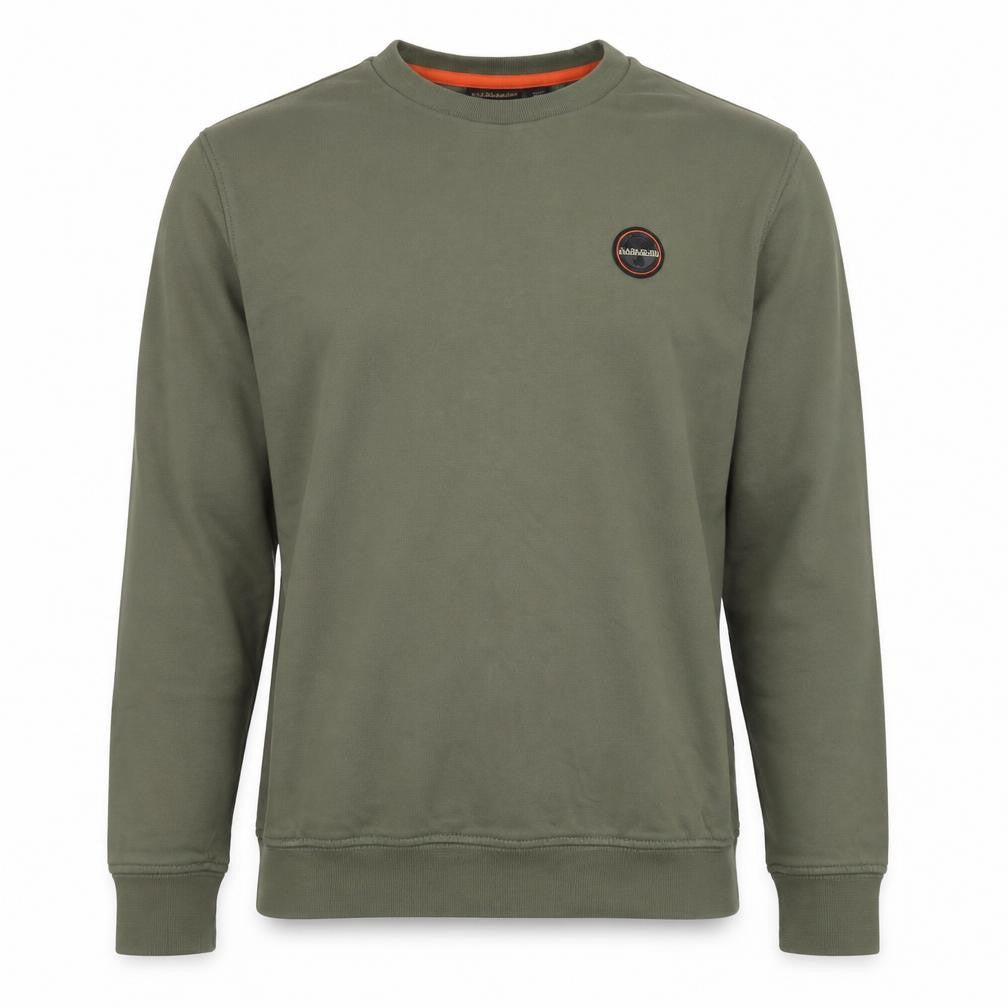 Napapijri Men’s Green M Pullover Crew Neck Logo Sweatshirt
