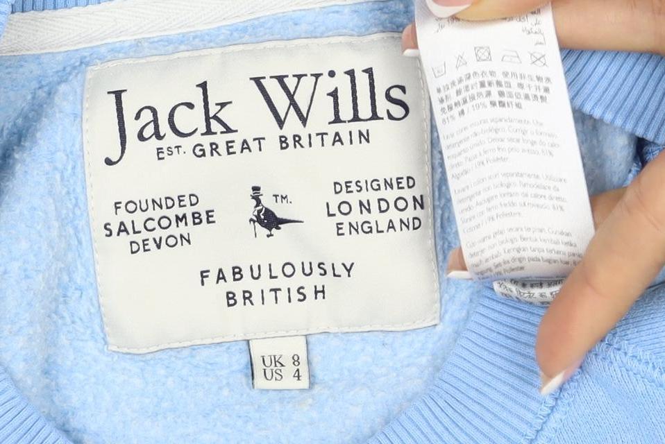 Jack Wills Women Blue UK 8 Pullover Fleece Logo Sweatshirt