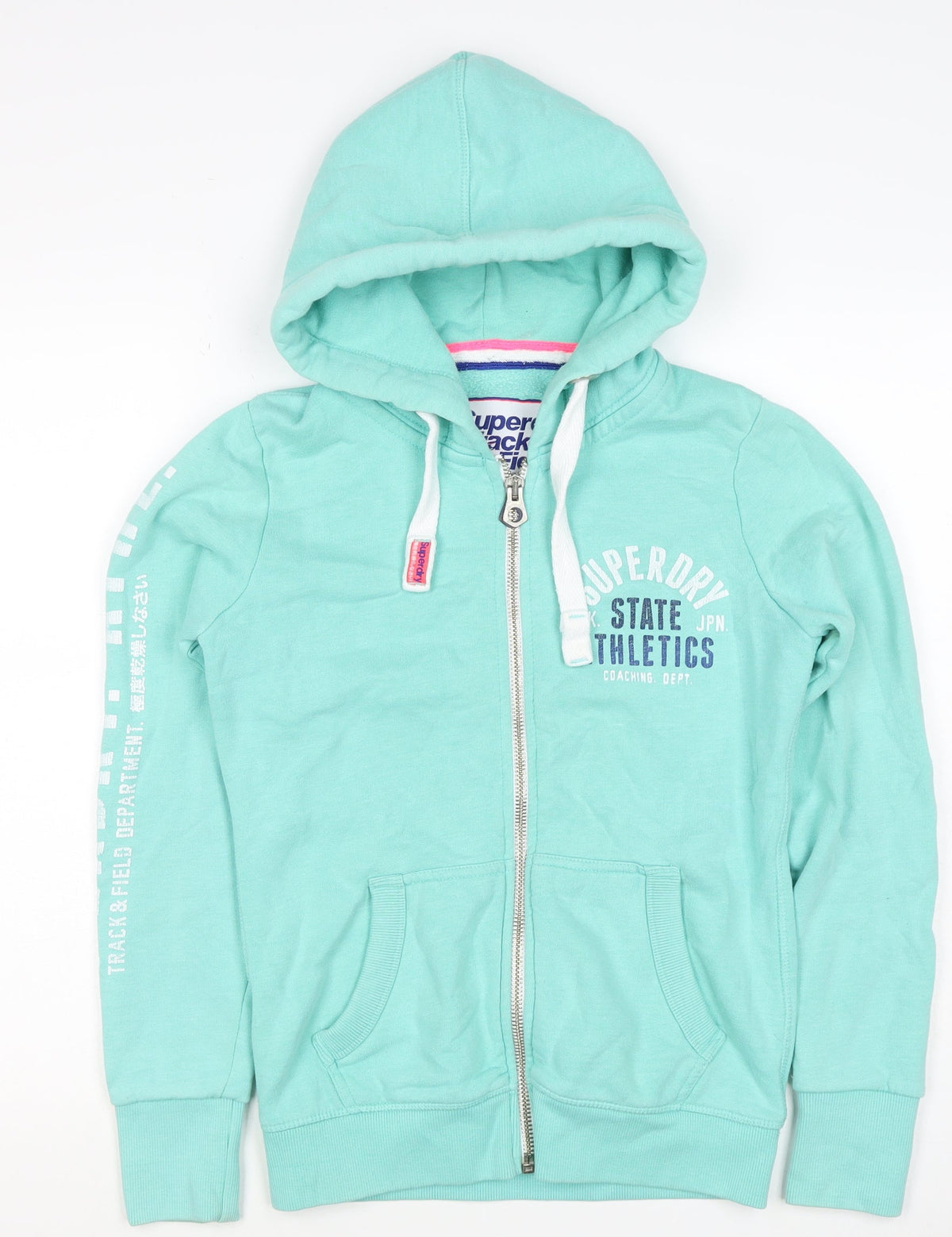 Superdry Women’s Green S Full Zip Hoodie Fleece Logo Pockets