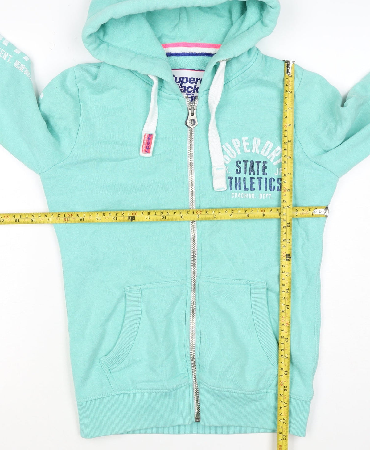 Superdry Women’s Green S Full Zip Hoodie Fleece Logo Pockets