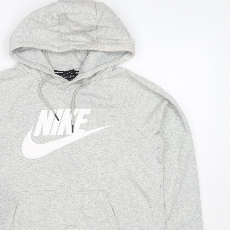 Nike Men's Grey S Pullover Hoodie Logo Pocket Cotton Blend