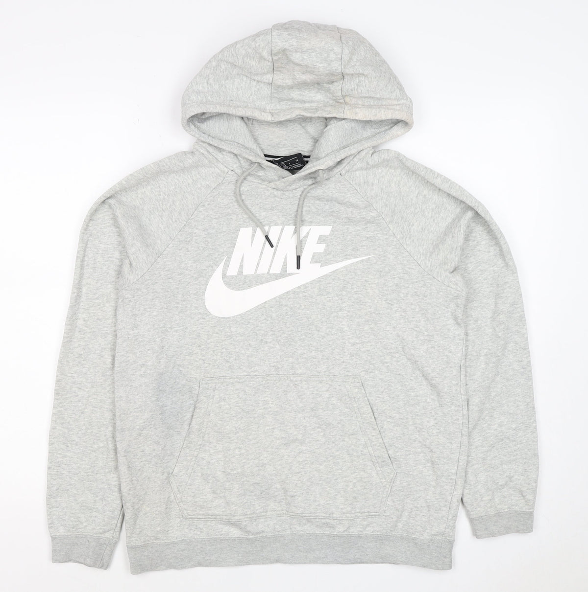 Nike Men's Grey S Pullover Hoodie Logo Pocket Cotton Blend