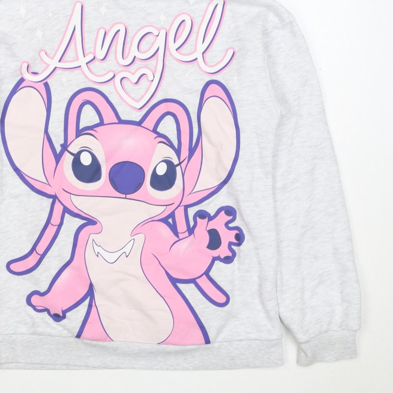Disney Girls Grey Angel Lilo & Stitch Pullover Hoodie 12-13 Years